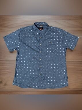Grundens Crabwalker Short Sleeve Button Shirt Mens XLarge Blue Fishing
